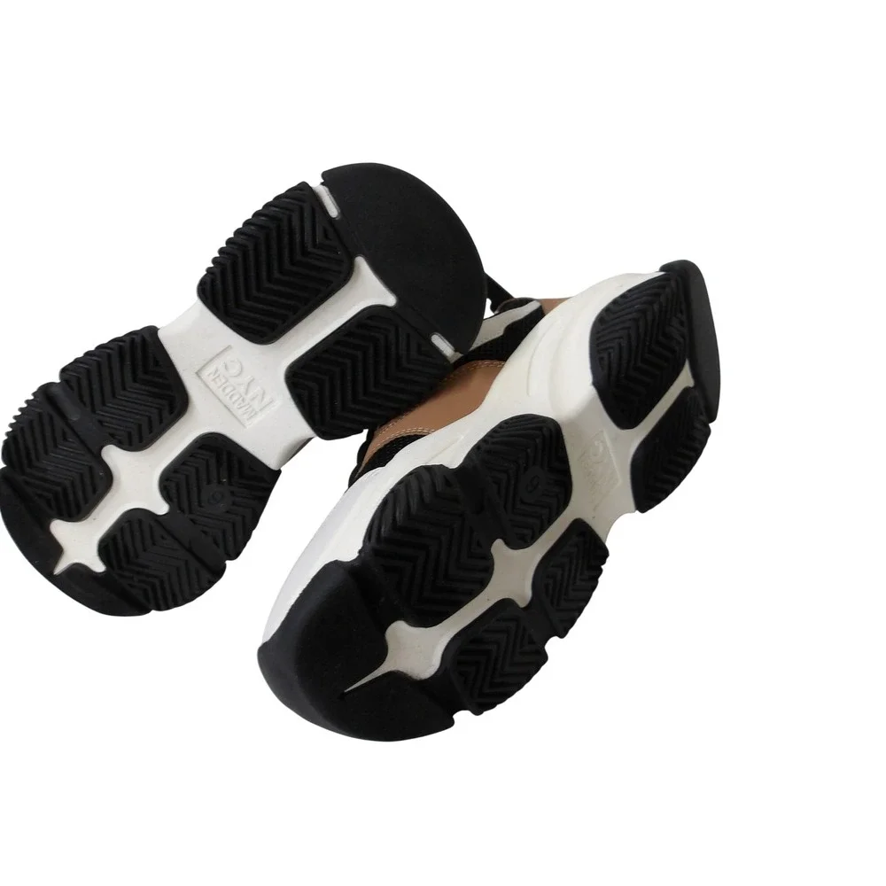 Madden NYC Mens Chunky‎ Dad Sneakers White Black Tan  Sz 6 / #26703